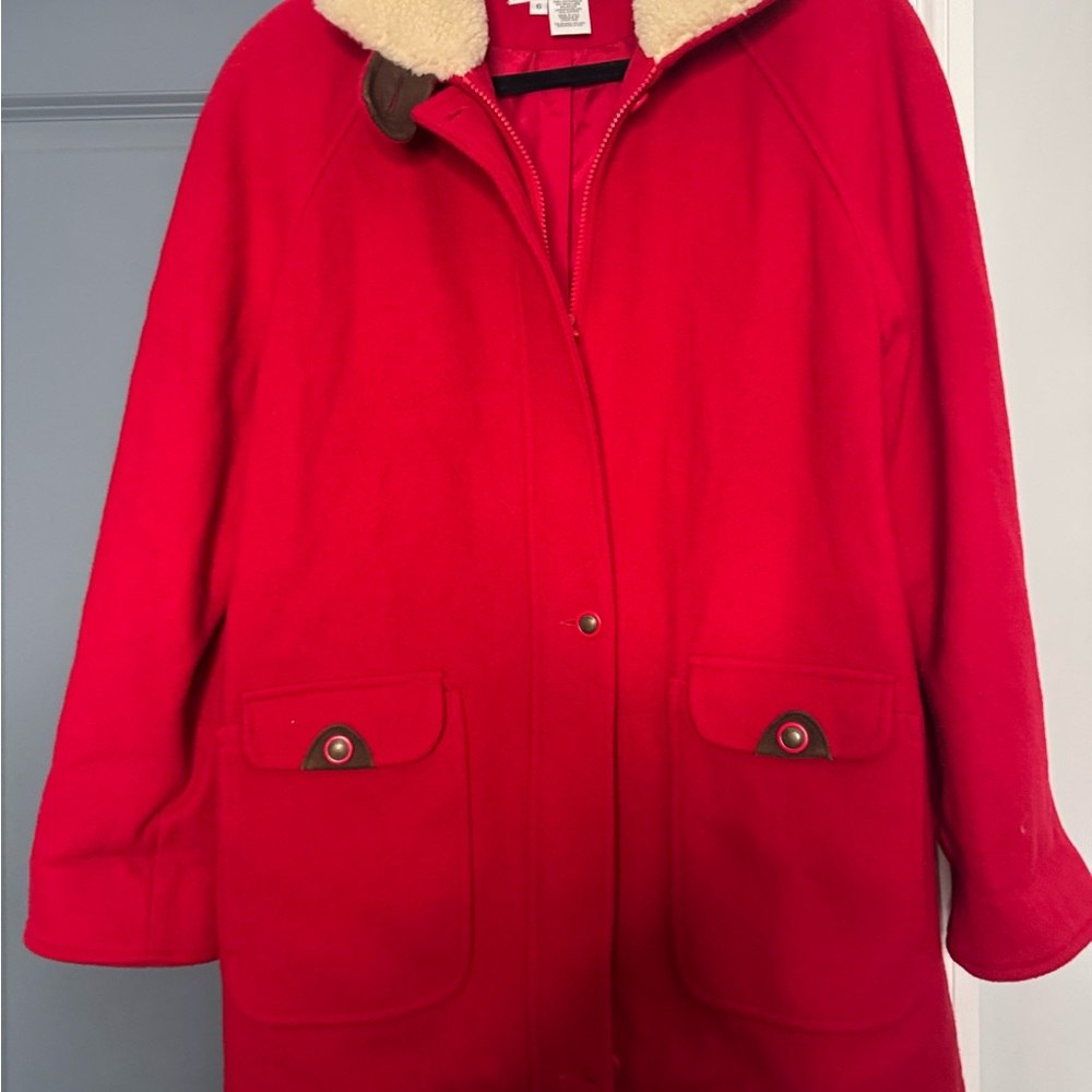 Talbots Vibrant Red Pea Jacket